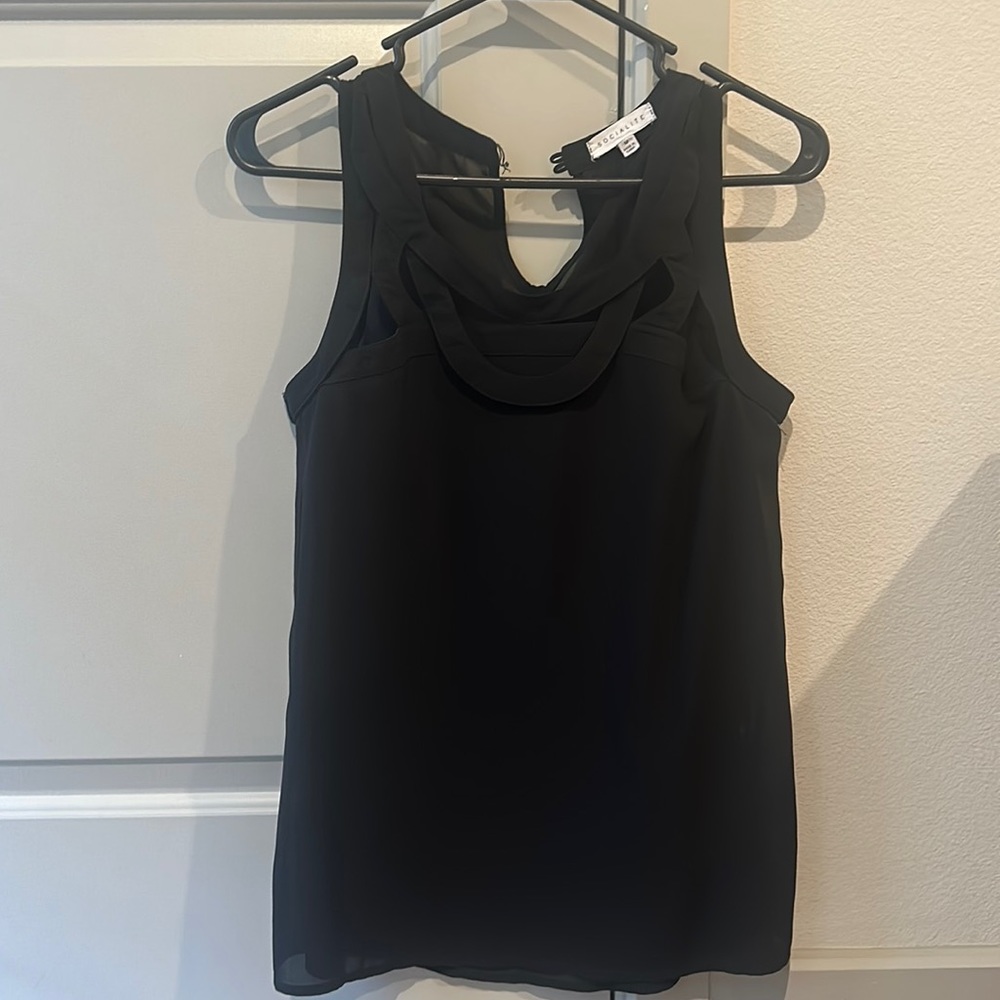 Gently worn - cutout sleeveless tank blouse - buttons need to be reattached